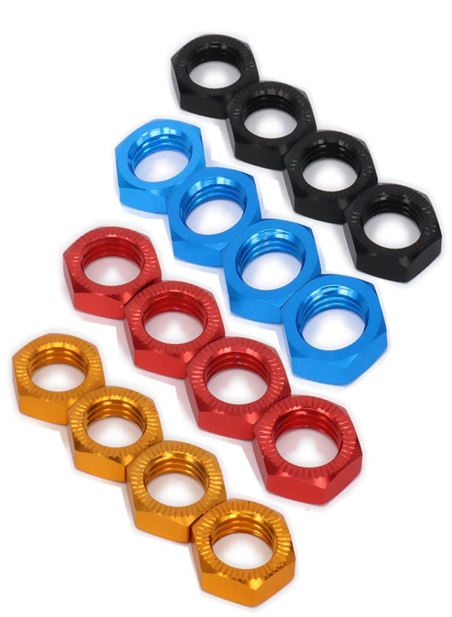 UURCSKY 16 pcs Aluminum 17mm Wheel Nut Thread 1.0mm for 1/7 1/8 RC Model Car ARRMA 6s HSP Redcat Himoto Monster Trucks Off Road Buggy Upgraded Parts (Mixed-Color) - Image 2